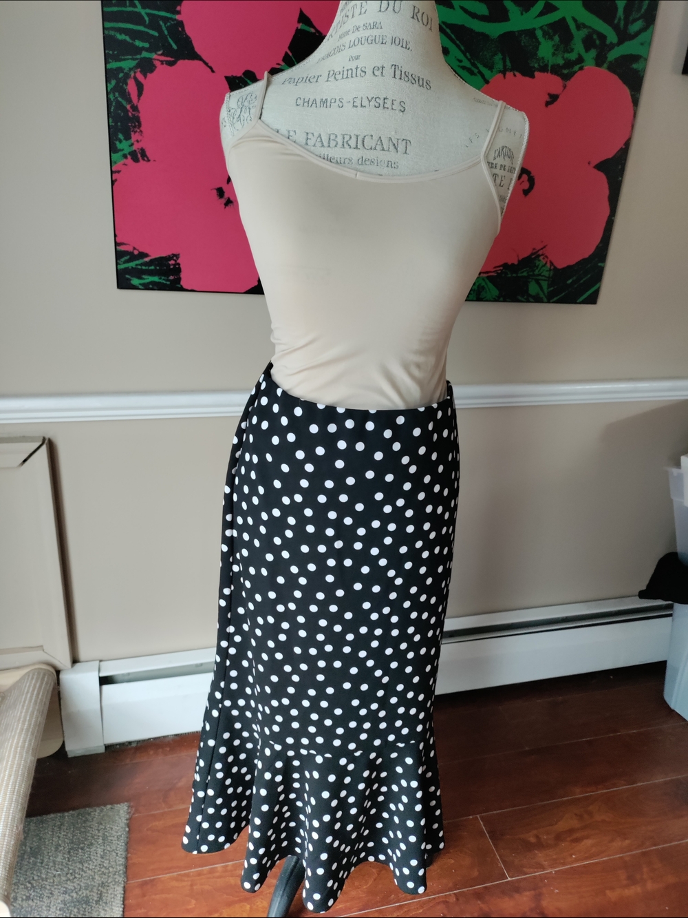 Women's Messini Retro Polka Dot Fit And Flair Skirt Size L